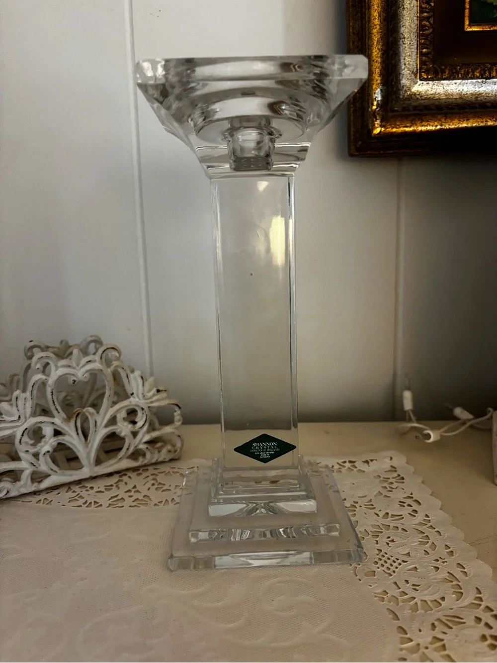 Shannon Crystal Pillar Candle Holder - 9”